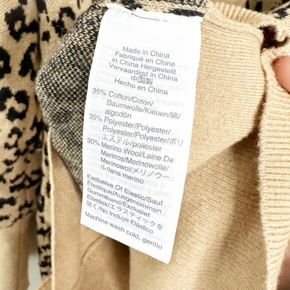 J.Crew Womens Long Cardigan Sweater Leopard Print Wool Blend Brown Black Size S - Picture 7 of 8